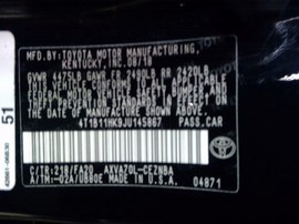 2018 TOYOTA CAMRY, BLACK, LE, 2.5L, AT.  Z24922